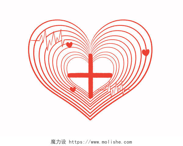 红十字创意线条PNG素材世界红十字日